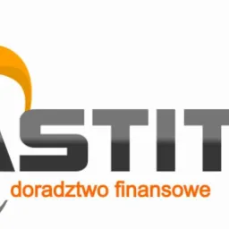 Logo firmy 'ASTITUM' oferującej doradztwo finansowe i środki unijne. Szaro-pomarańczowa grafika z nazwą firmy i hasłami w kolorze pomarańczowym.