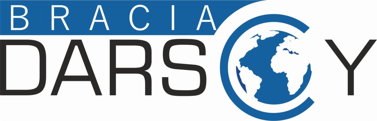 Logo firmy 'BRACIA DARSY' z globusem w kolorze niebieskim i czarnym tekstem na białym tle.