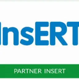 Niebieskie logo Insert na białym tle, z zielonym paskiem na dole zawierającym napis 'PARTNER INSERT'.