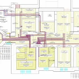 Przykładowy rzut kondygnacji z instalacją centralnego ogrzewania - ogrzewanie podłogowe
