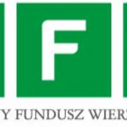 Logo PFW Powszechny Fundusz Wierzytelności z białymi literami na zielonych kwadratach.