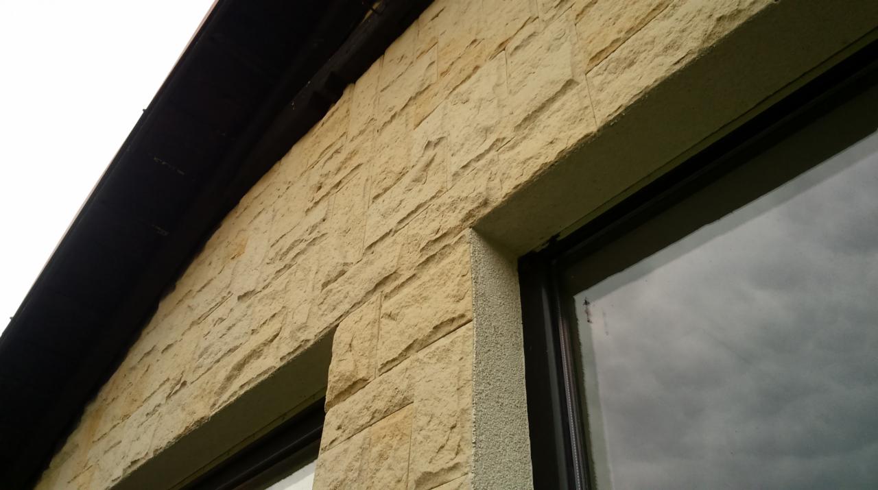 elewacja + ogrodzenie, piaskowiec, Jasienica