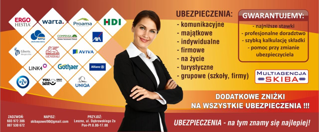 Oferta ubezpieczeń multiagencji: komunikacyjne, majątkowe, na życie, firmowe, turystyczne, grupowe. Gwarancja najniższych stawek i profesjonalnego doradztwa.