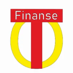 Stylizowane logo z napisem 'Finanse' na czerwonym prostokącie, umieszczonym nad żółtym okręgiem przeciętym pionowym czerwonym paskiem.