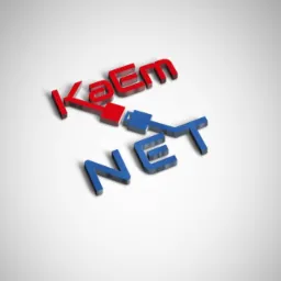Logo firmy z napisem 'KaEm NET' w kolorach czerwonym i niebieskim, z elementem przypominającym wtyczkę sieciową.