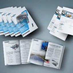 Katalogi i otwarte broszury firmy Mastech prezentujące automatyczne linie produkcyjne i maszyny przemysłowe, z widocznymi schematami i opisami technologicznymi.