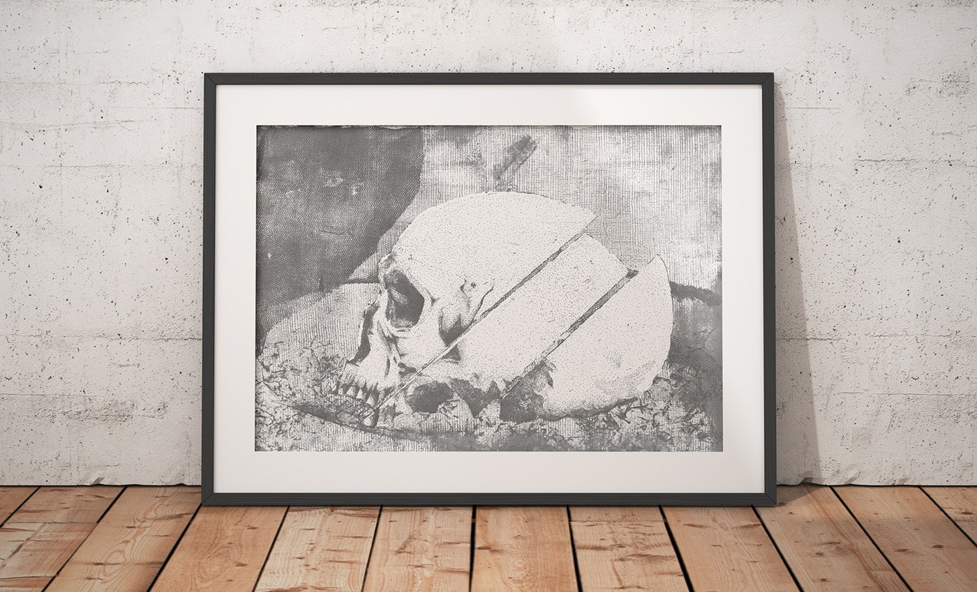 Praca wykonana w technice grafiki warsztatowej. 50x70