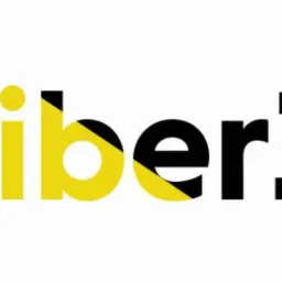 Logo firmy Fiber1 z żółto-czarnymi literami na białym tle.