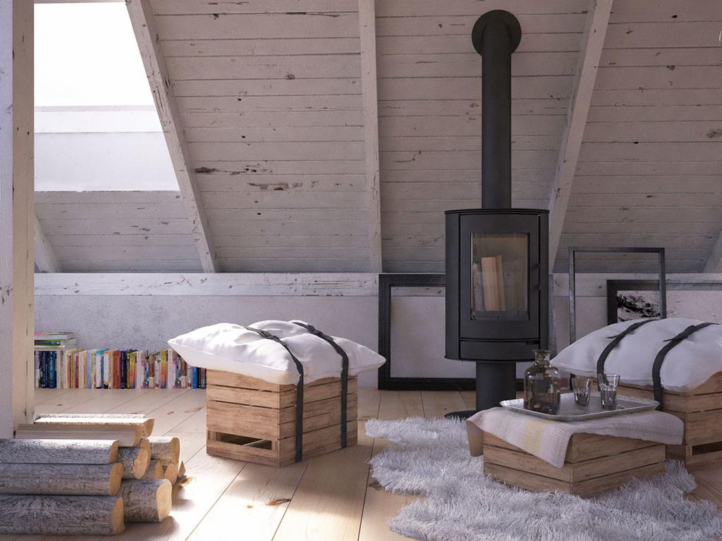 Projekt wnętrza na poddaszu kamienicy