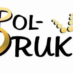 Logo firmy Pol-Druk z elementami graficznymi w postaci złotych kropek układających się w kształt promieni.