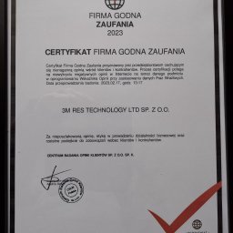 Nasza firma została wyróżniona prestiżowym certyfikatem FIRMA GODNA ZAUFANIA ✨