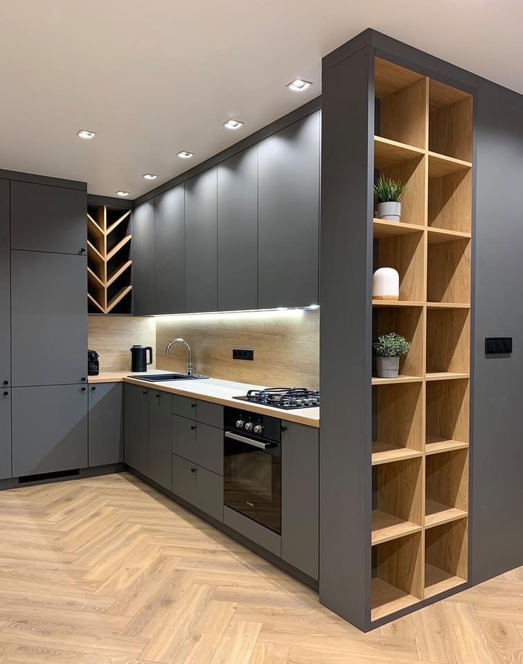 Projekt, wykończenie, wykonanie zabudowy kuchennej.