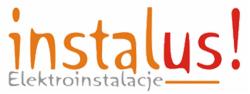 Logo firmy Instalus! Elektroinstalacje z pomarańczowo-czerwonym napisem na białym tle.