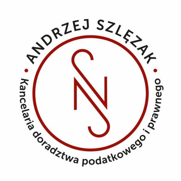 Logo Kancelarii doradztwa podatkowego i prawnego Andrzej Szlęzak, okrągła forma z inicjałami w kolorze bordowym.