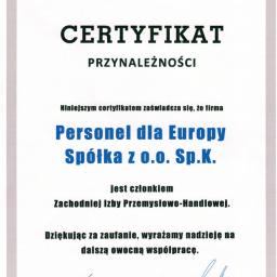 Certyfikat przynależności do ZIPH