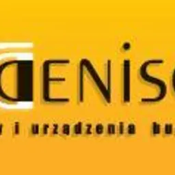 Logo firmy Denison, oferującej maszyny i urządzenia budowlane, na żółtym tle.