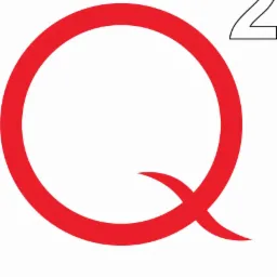 Logo firmy Studio Architecture z czerwonym okręgiem przypominającym literę Q i cyfrą 2 w prawym górnym rogu.