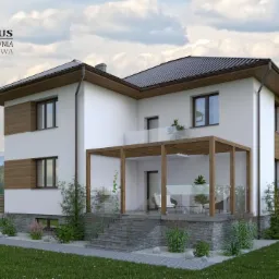 Projekt elewacji, tarasu, pergoli domu w Zambrowie