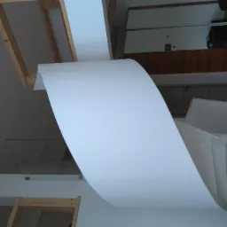 Spiralne schody obłożone płytą karton gips, widoczne elementy drewnianej konstrukcji sufitu, jasne wnętrze.