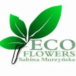 Logo firmy Eco Flowers Sabina Murzyńska z zielonymi liśćmi