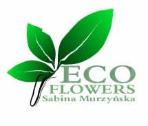 Logo firmy Eco Flowers Sabina Murzyńska z zielonymi liśćmi