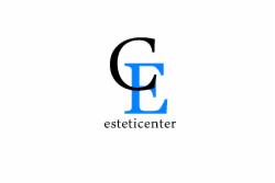 Logo firmy Esteticenter z czarną literą C i niebieską literą E, pod nimi napis 'esteticenter' czcionką bezszeryfową na białym tle.