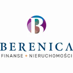 Logo firmy Berenica z okrągłym symbolem i napisem 'FINANSE + NIERUCHOMOŚCI' pod nazwą.