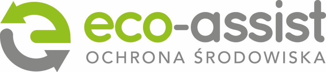 Logo firmy Eco-Assist z Jarocina, przedstawiające zielono-szare strzałki recyklingu oraz nazwę firmy i hasło 'Ochrona Środowiska'.