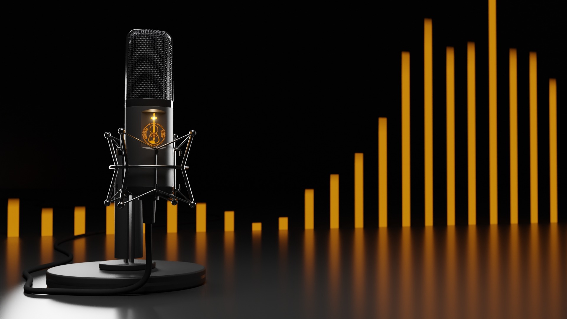 Kadr z animacji studia nagrań -animacja