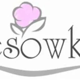 Logo firmy dresowka.pl z motywem bawełny w kolorze różowym i szarym.