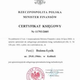 Certyfikat Ministerstwa Finansów
