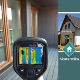 Termowizja okien balkonowych w nowoczesnym domu, pomiar temperatury urządzeniem FLIR, widoczne mostki termiczne.