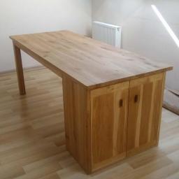 Stół drewniany z szafką kuchenną (dębowy)