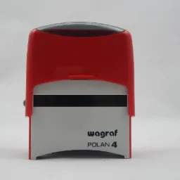 Czerwono-szary stempel Wagraf POLAN 4 na białym tle, prezentujący gotowy produkt.