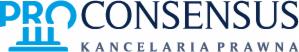 Logo kancelarii prawnej ProConsensus z motywem kolumn w kolorze błękitnym.