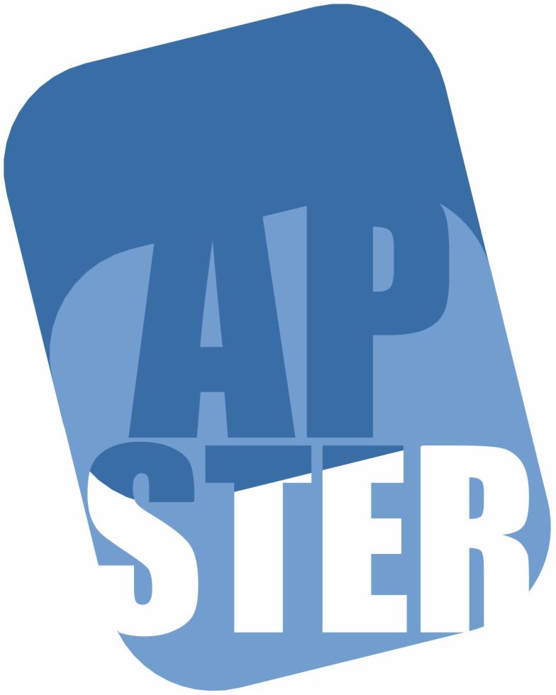 Graficzne logo 'AP STER' w błękitno-białej kolorystyce, umieszczone na zaokrąglonym tle. Litery 'AP' w górnej części, 'STER' poniżej, całość w nowoczesnym stylu.