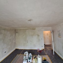 Pomieszczenie pokoj zerwanie starej tapety, zabezpieczenie okien i podłogi, zagruntowanie 