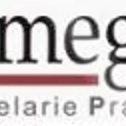 Logo Kancelarii Prawnych Omega z symbolem Omega i podkreśleniem w kolorze bordowym, nazwa firmy w kolorze czarnym, poniżej napis 'Kancelarie Prawne' w kolorze szarym.