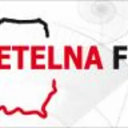 Logo firmy z konturem Polski w kolorach czerni i czerwieni oraz napisem 'RZETELNA Firma' na abstrakcyjnym, szarym tle.