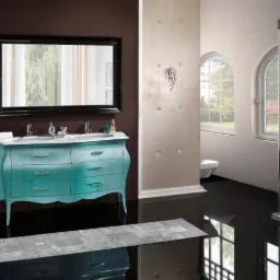 Komoda łazienkowa bombata z dwoma umywalkami