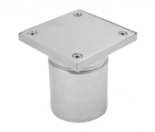 Metalowy, obrotowy uchwyt montażowy z kwadratową podstawą i czterema śrubami krzyżakowymi, na białym tle.