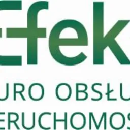 Zielone logo firmy 'Efekt' z napisem 'BIURO OBSŁUGI NIERUCHOMOŚCI' poniżej.