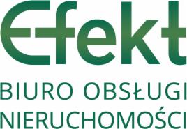 Zielone logo firmy 'Efekt' z napisem 'BIURO OBSŁUGI NIERUCHOMOŚCI' poniżej.