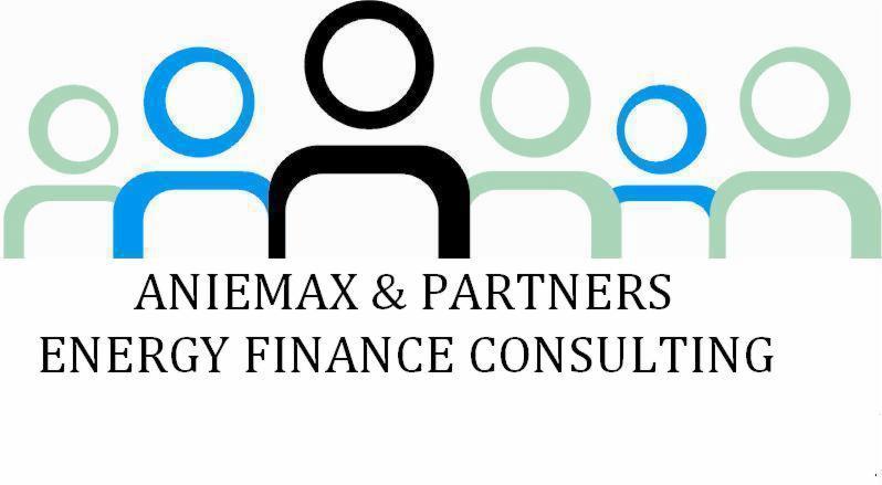 Logo firmy Aniemax & Partners Energy Finance Consulting przedstawiające stylizowane sylwetki ludzi w kolorach zielonym, niebieskim i czarnym.
