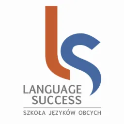 Logo Language Success Szkoła Języków Obcych z pomarańczowo-niebieskim symbolem LS na białym tle.