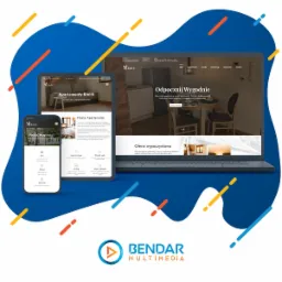 Responsywna strona internetowa 'Bielik' na laptopie, tablecie i smartfonie. Prezentacja projektu strony z apartamentami, z uwzględnieniem różnych urządzeń.