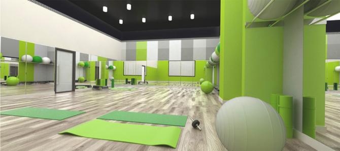 projekt wnętrz siłowni Fitness Planet Zabrze
