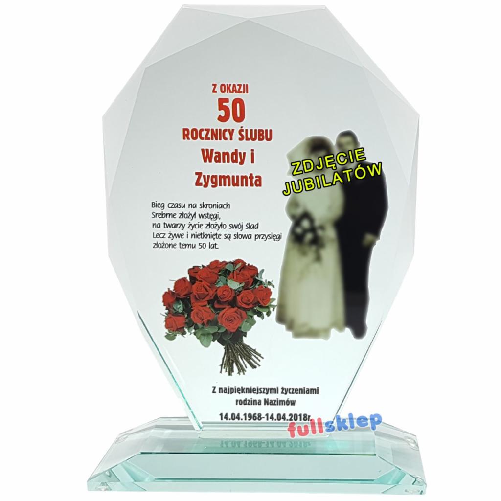 Prezent na Imieniny Jubileusz Urodziny ze zdjęciem solenizanta Szklana Statuetka