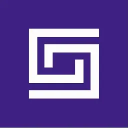 Logo firmy w kolorze białym na fioletowym tle, przedstawiające stylizowaną literę 'G' utworzoną z linii w kształcie labiryntu wewnątrz kwadratu.