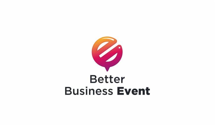 Logo firmy Better Business Event, gradientowy symbol w kształcie litery 'e' w kółku, poniżej nazwa firmy.